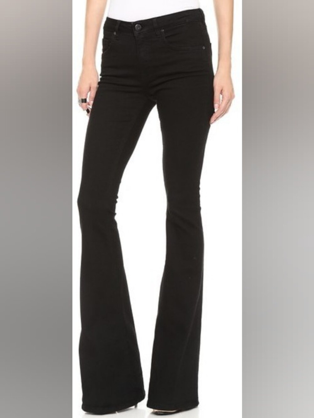Victoria Beckham Black Mid-Rise Flare Jeans Size 29